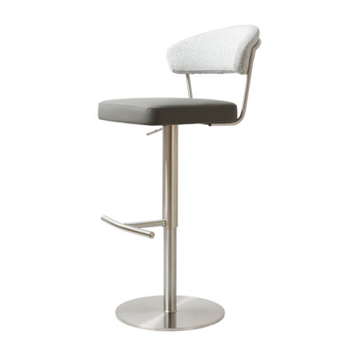 Bihter Swivel Upholstered Adjustable Height Bar Stool with Stainless Steel Frame