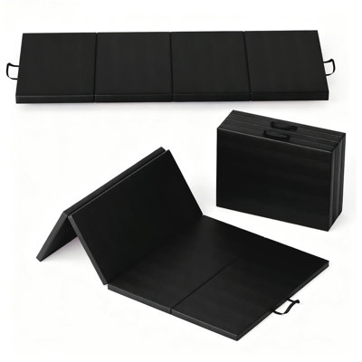 Tapis de gymnastique pliable, tapis d'exercice et de dégringolade portatif de 6 pi x 2 pi d'épaisseur pour la gymnastique à domicile, la formation de pilates, d'aérobie et d'arts martiaux, conception pliante à quatre panneaux