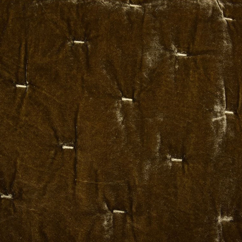 King Green Ochre Velvet Quilt Set
