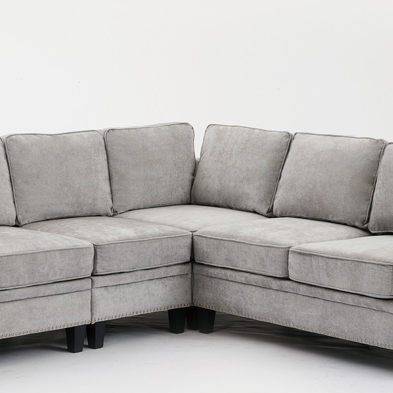 Canapé modulaire 109,5 po Rivets, Gris clair