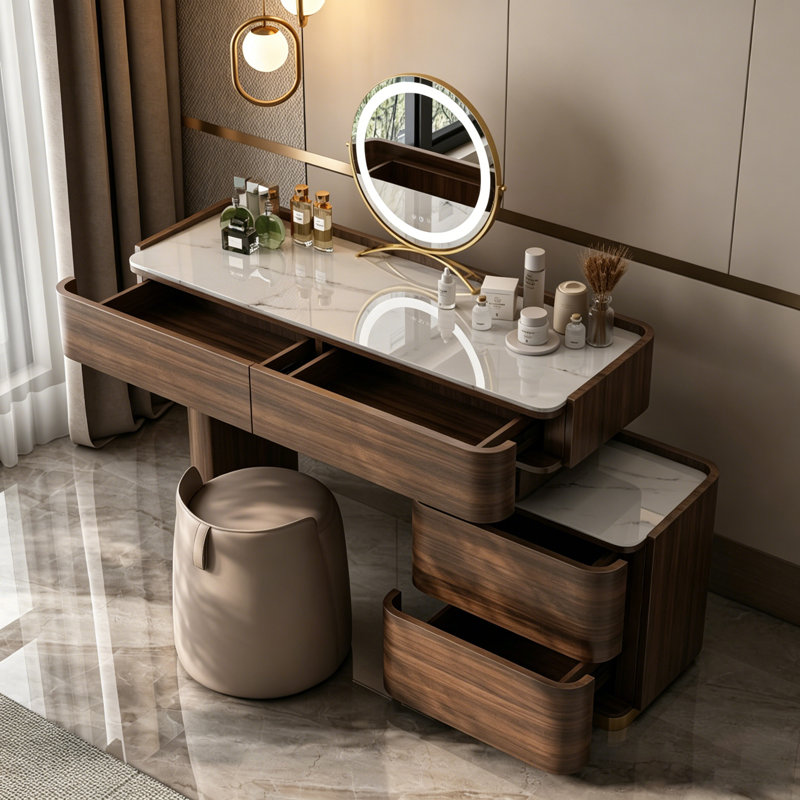 Meuble-lavabo de luxe haut de gamme avec plateau en pierre frittée, H 29,53 po x l 47,24 po x P 15,75 po