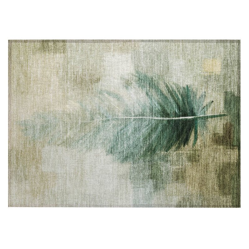 Machine Washable Indoor/Outdoor Chantille ACN2745 Botanical Rug, Green, 2'6" x 3'10"