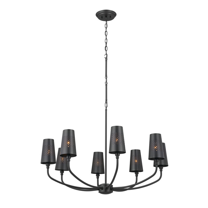 Dimmable Classic / Traditional Chandelier, Black, 19.5" H x 26.75" W x 26.75" D