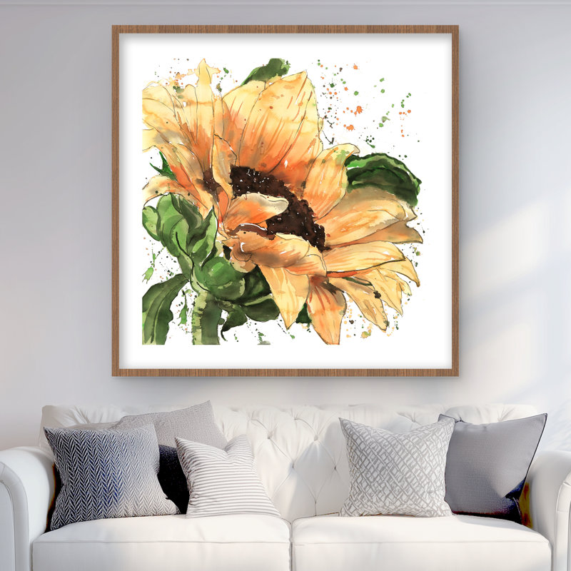 Tournesol en fleurs - reproduction encadrée pour la décoration intérieure, H 36 po x l 36 po, Brown
