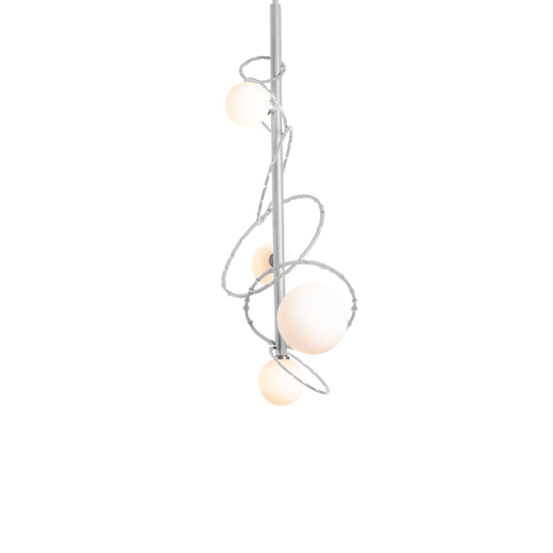 Olympus Vertical Pendant - Opal Glass, Vintage Platinum