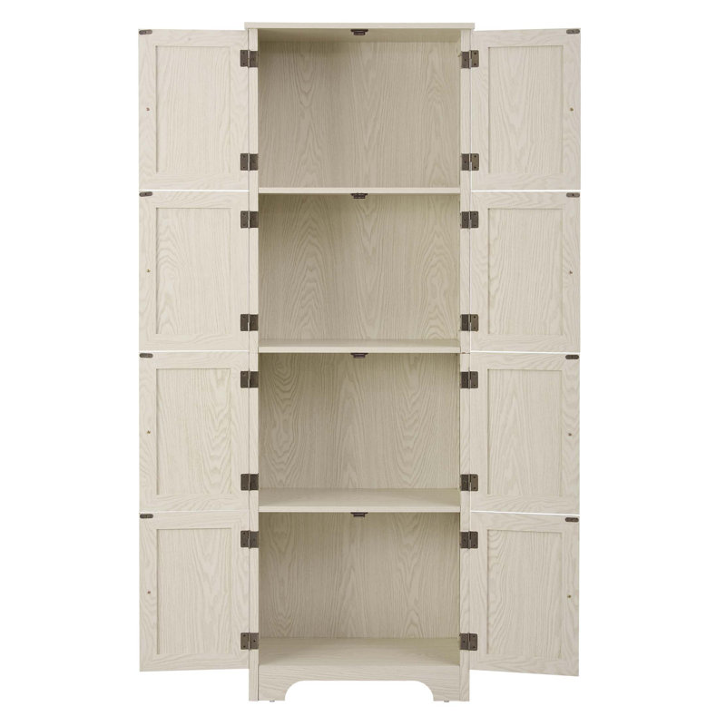 Armoire de rangement haute 72,4 "avec 8 portes et 4 tablettes, bibliothèque, salon, cuisine, salle à manger, armoire de rangement autoportante