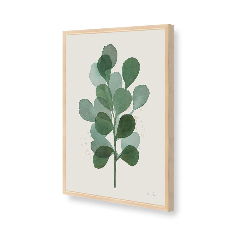 Green Leaf Impressions I Print, Raw Maple Open Corner Framed, 21'' H x 17'' W