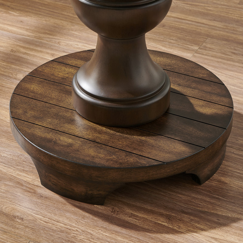 Caesar Traditional Round Pedestal End Table, Black, Brown
