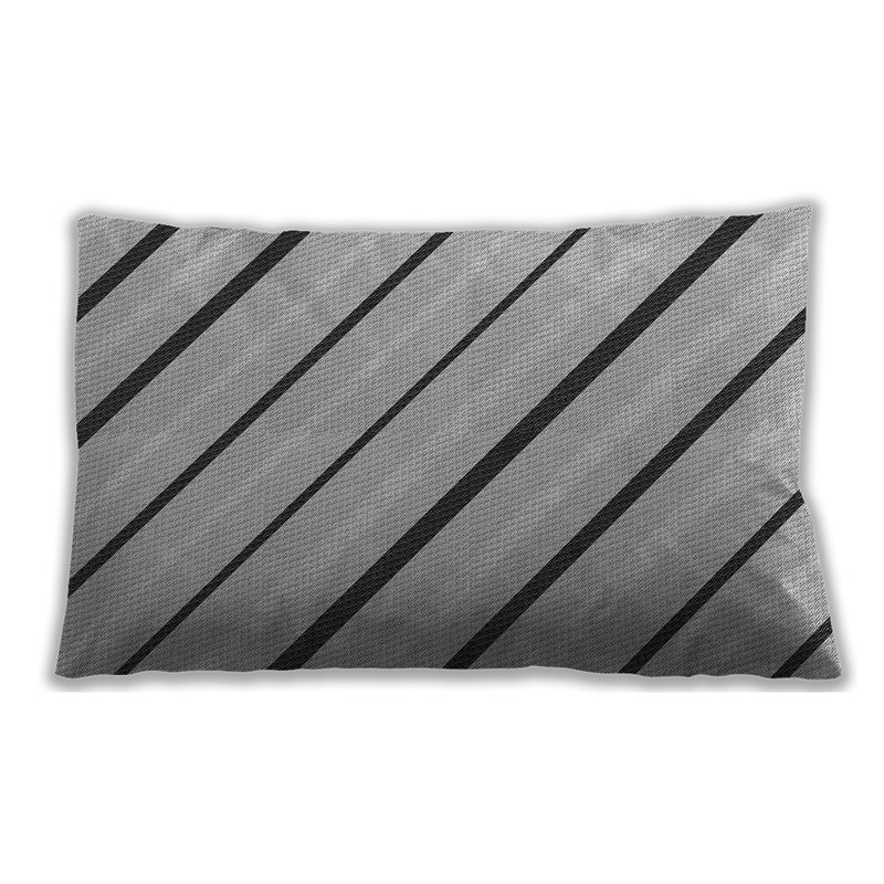 Coussin lombaire rayé, Synthétique, gris