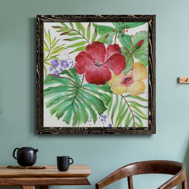 Tropical Blooms Gold Framed Canvas Print, 24" x 24"