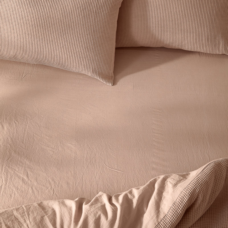Hebden Washed Cotton Fitted Sheet, Double (4'6), Pink