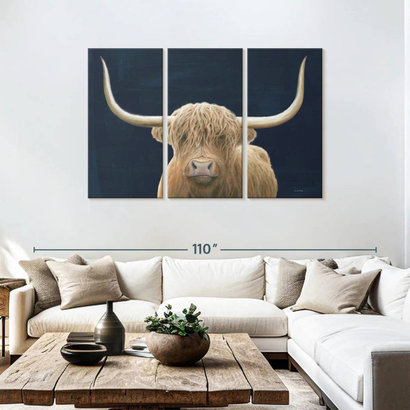 Brampt Highland Cow Navy, 48" H x 74" W