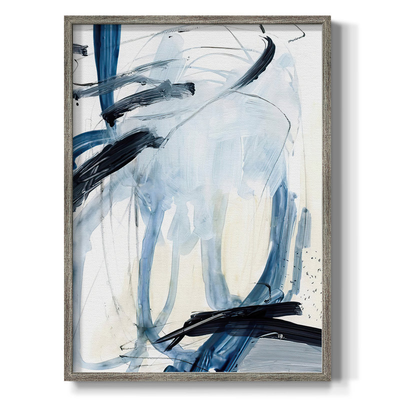 Indigo Swash II Framed Print - Solid Wood, 11" H x 9" W