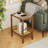 Bamworld Rattan Side Table Living Room Glasstop Night Stand Boho End Table 2-Tier With Storage Mid Century Modern Bedside Table For Small Spaces Narrow Coffee Table Bamboo