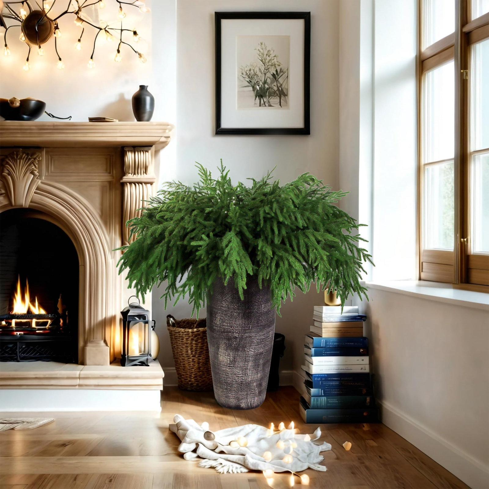 12 Pcs Artificial Norfolk Pine Branches Plants Decor, 36" H x 13.4" W x 0.4" D