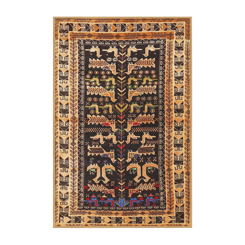 Tapis noir / jaune clair Thomes, Rectangle 2 pi x 3 pi