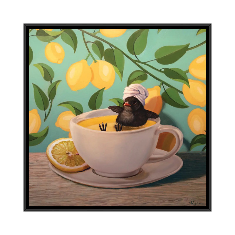 Quand la vie vous donne des citrons, H 37 po x l 37 po, Cadre flottant noir