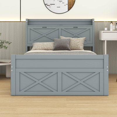 Lit en bois avec tête de lit (prises intégrées) - Conception extensible + lit gigogne simple et 3 tiroirs de rangement