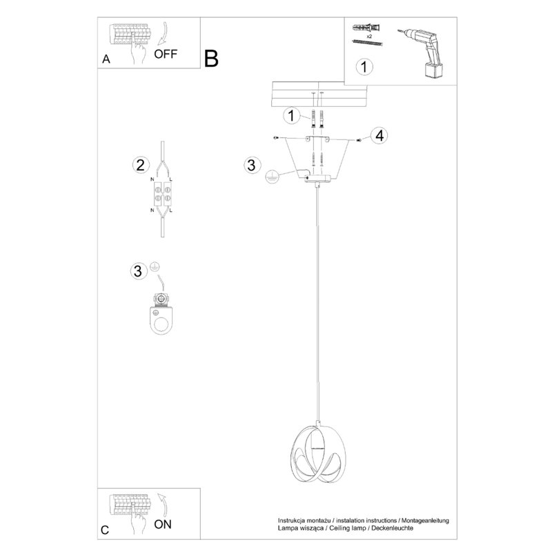 Bernia 1 - Light Stainless Steel Pendant, White