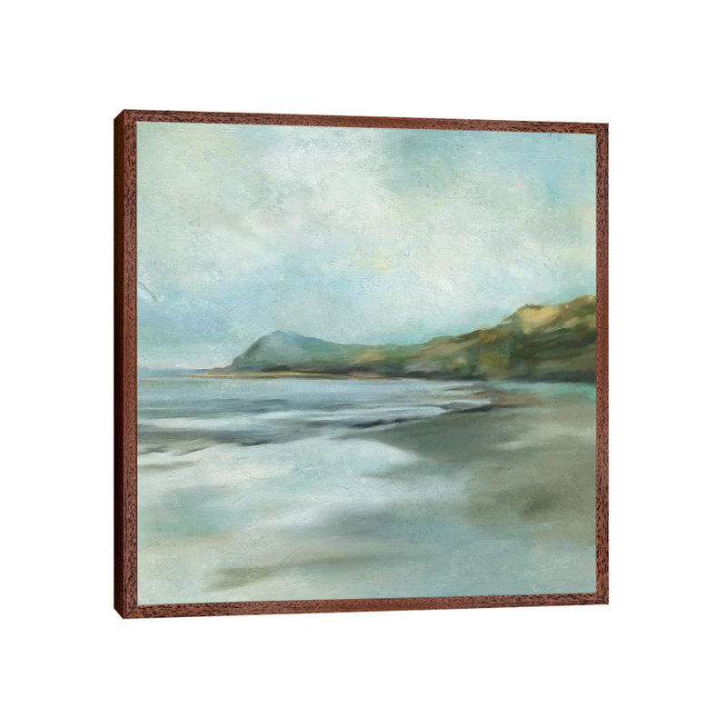 Ocean Cliffs by Carol Robinson - Painting on Canvas, Classic Brown Wood Framed, 93.98 cm H x 93.98 cm W