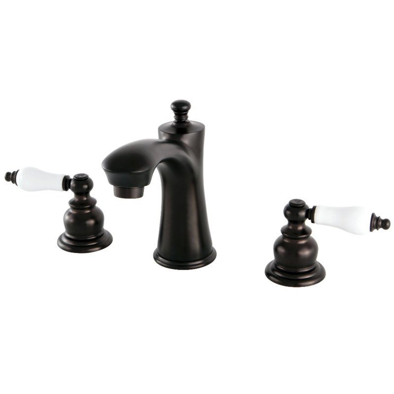 Kingston Brass Victorian Two-Handle 3-Hole Deck Mount Widespread Bathroom Faucet with Retail Pop-Up Drain, Oil Rubbed Bronze