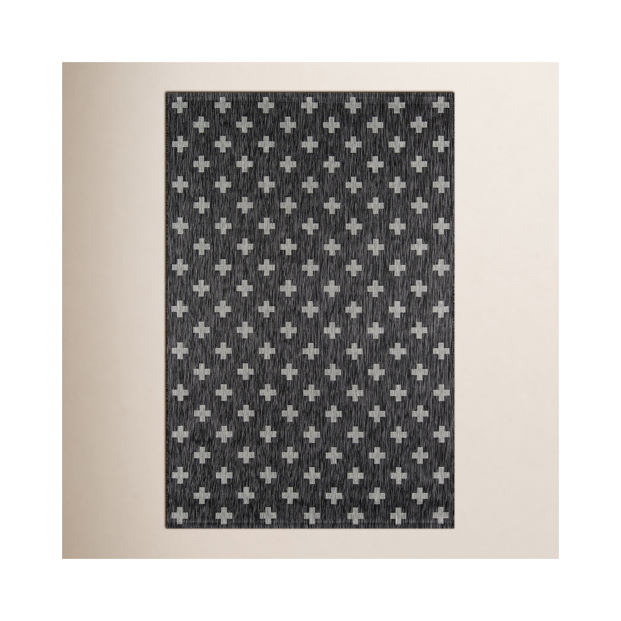 Umbria Striped Indoor / Outdoor Area Rug, Charcoal , Rectangle 7'10" x 10'10"
