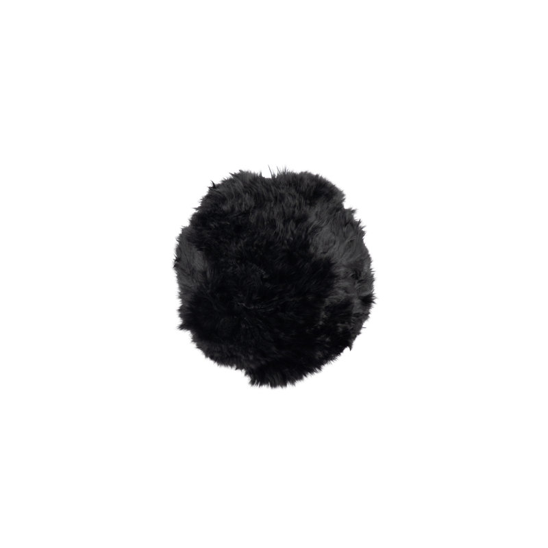  Indoor Decorative Alpaca Ball Cushion Suri Wool 11" Height, BLACK