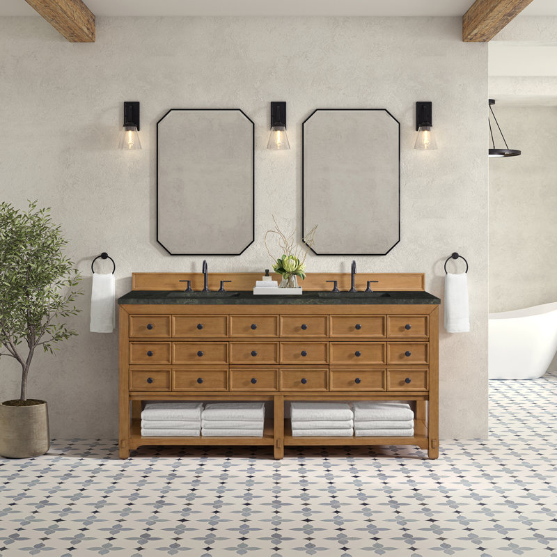 Malibu 72'' W Double Vanity, Widespread, Amber Birch, Phantome Eclos