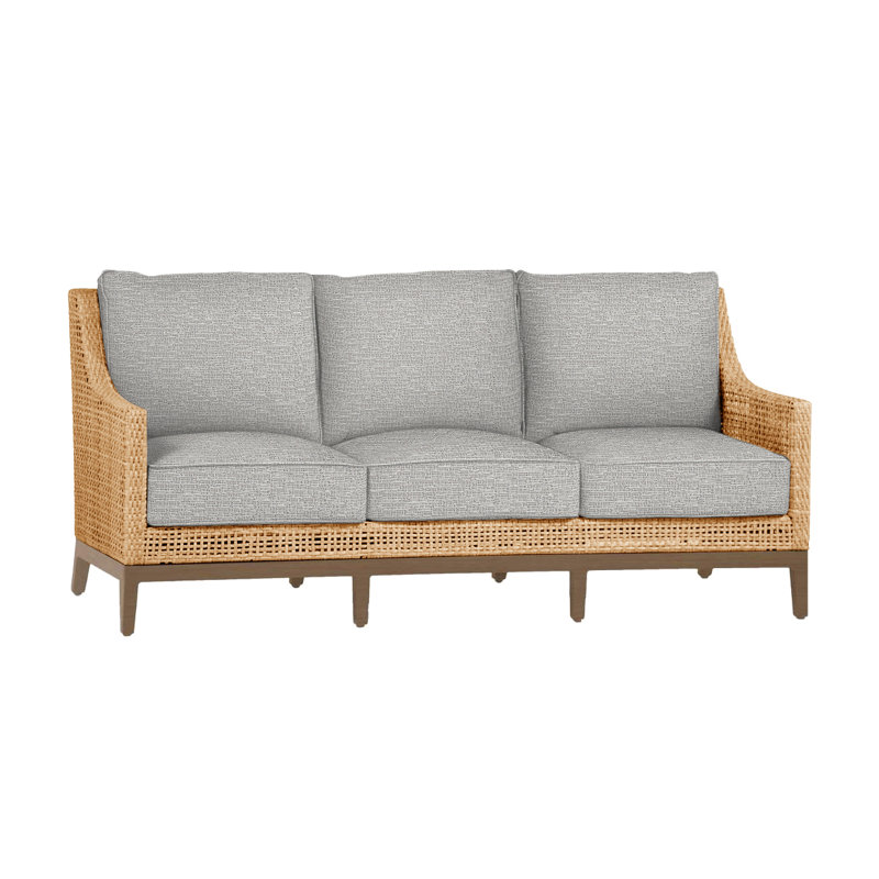 Canapé péninsule tissé - Raphia clair / bois de santal, Welt + bourre standard, Tweed caramel