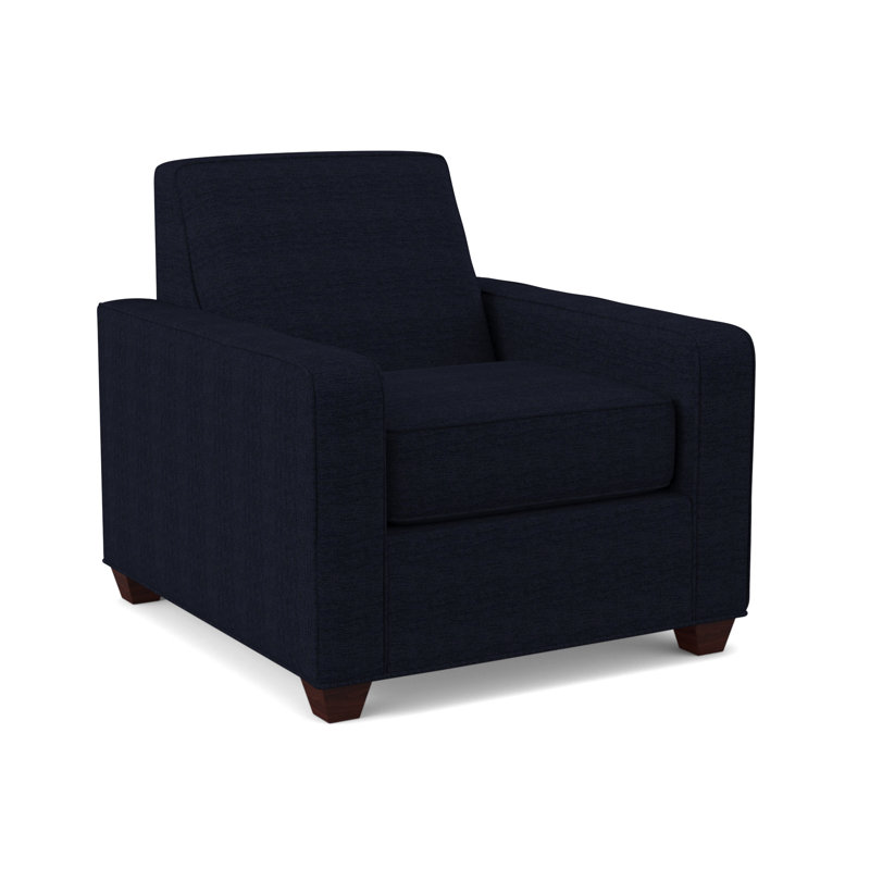 Avery Upholstered Armchair, Empire Mahogany, Herring Cove Aquamarine