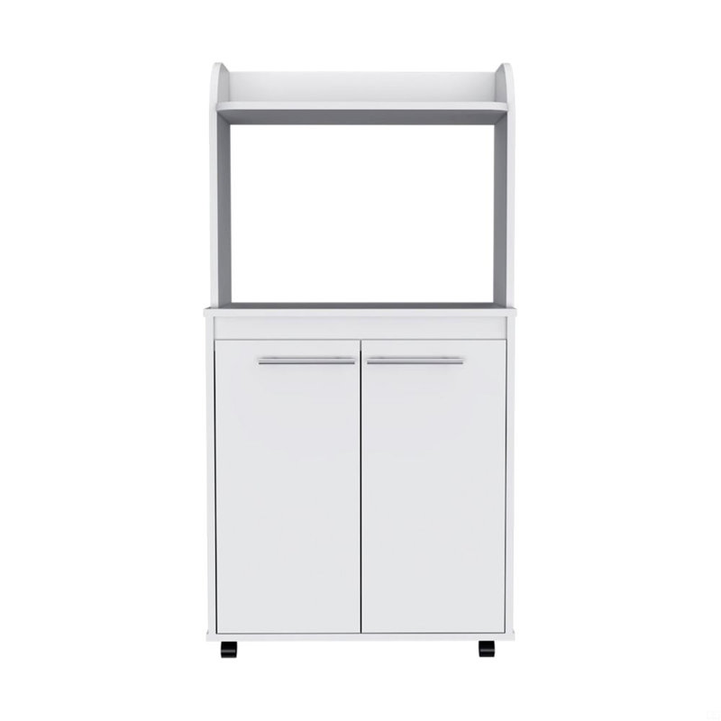 Chariot de cuisine Totti, armoire à deux portes, une tablette ouverte, deux tablettes intérieures