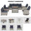Ensemble de conversation modulaire de patio 10 pièces avec table de foyer et chaises berçantes pivotantes-961894340