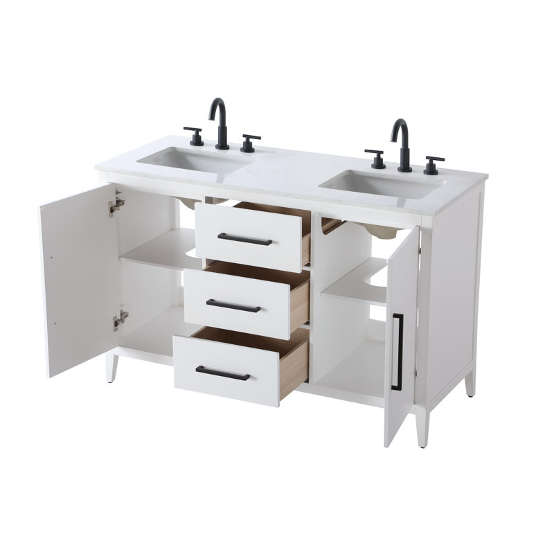 Meuble-lavabo double 54 po, Blanc