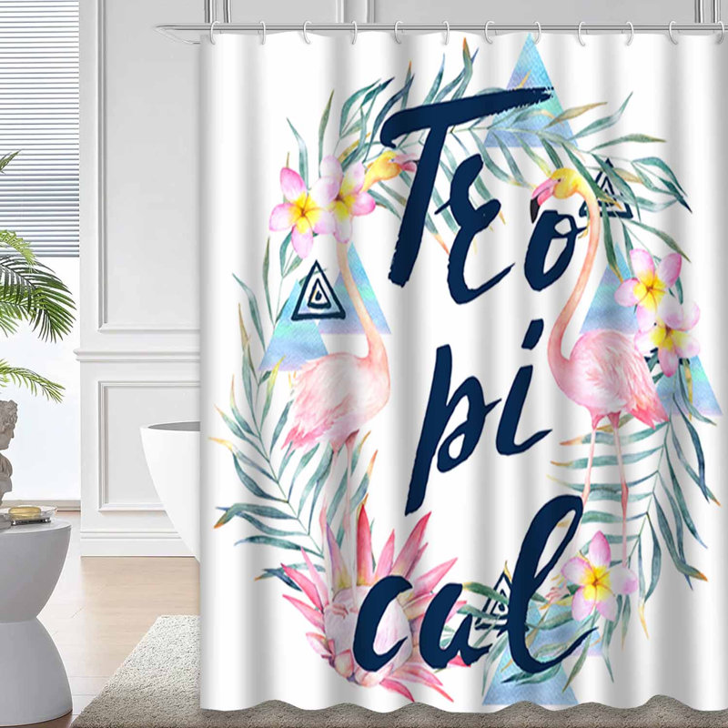 Bannière d'art tropical avec couronne de flamants roses et 12 crochets, L 72 po x l 84 po