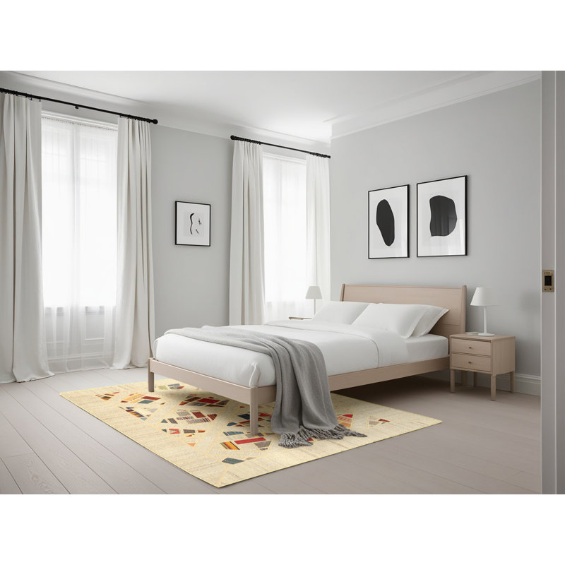 Tapis abstrait beige / rouge / brun, Rectangle 5 pi x 7 pi
