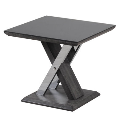 Jeromy Glass Top Pedestal End Table