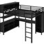 Grand lit mezzanine avec rangement en métal, bureau et garde-robe de style moderne-1074467920