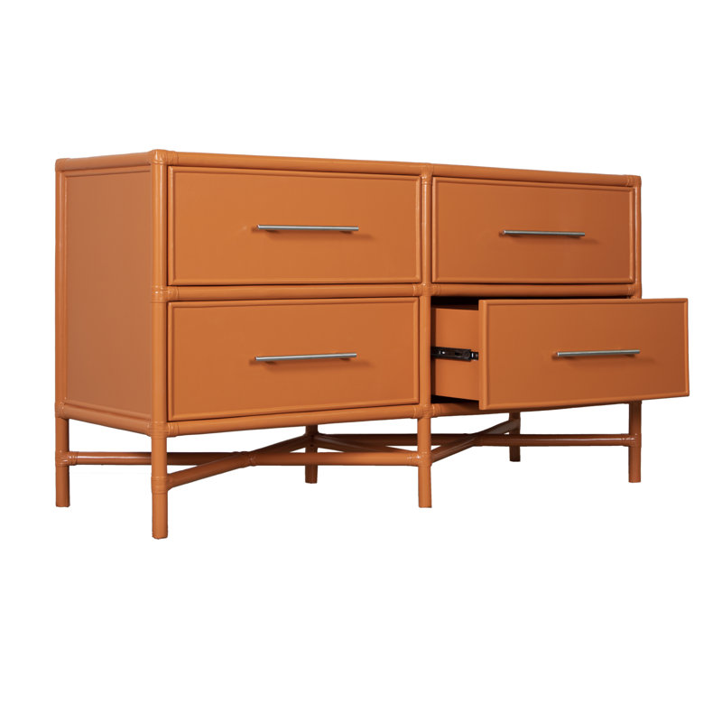 Venice 4 Drawers 54" W Double Dresser, Citrus Orange