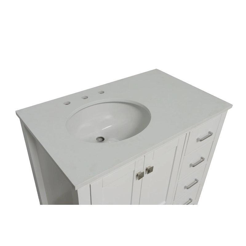 Ensemble de meuble-lavabo simple 36 po Claudett, Blanc, Engineered White
