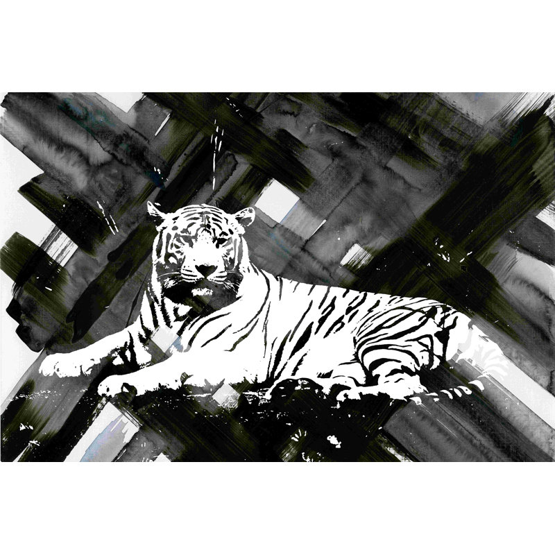 «Black White Tiger Ink», reproduction d'art sur toile tendue, L 12 po x H 8 po