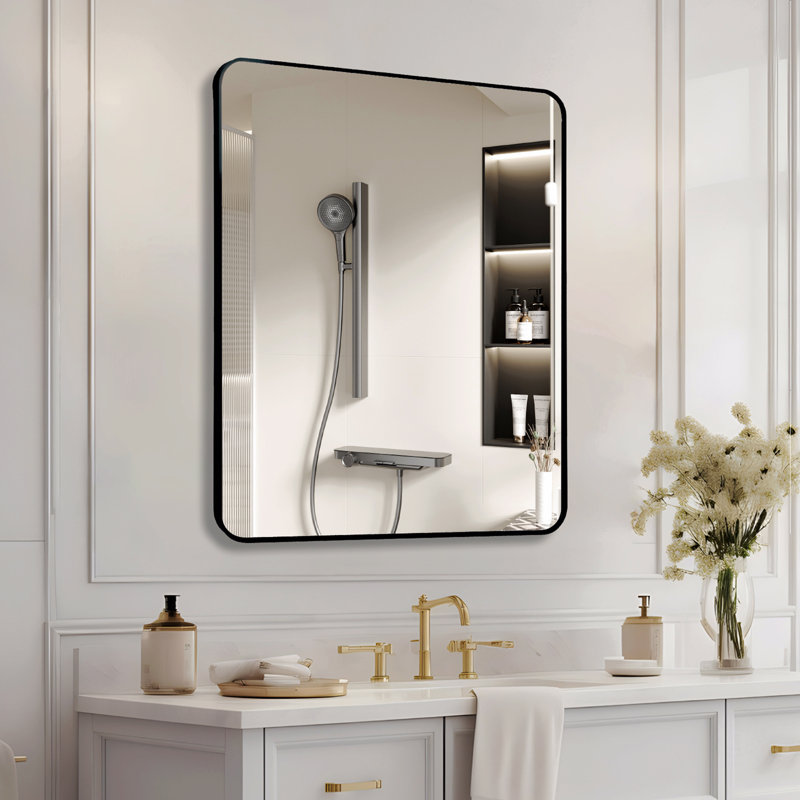 Rectangular Bathroom Wall Mirror, Black