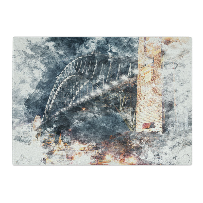 Tempered Glass Sydney Harbour Bridge Australia Abstract Chopping Board, 28.5 cm x 39 cm