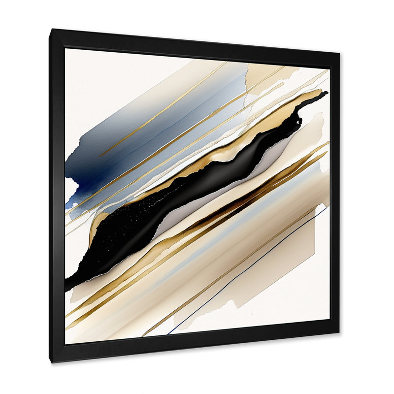 «Black and Gold Cubic Expression X», impression sur toile, Impression noire sur toile encadrée, H 16 po x l 16 po x P 1 po