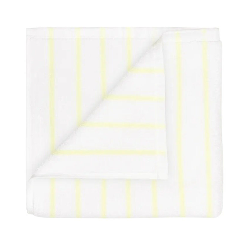 100% Cotton Hand Towel, White/Transparent Yellow Narrow Stripe