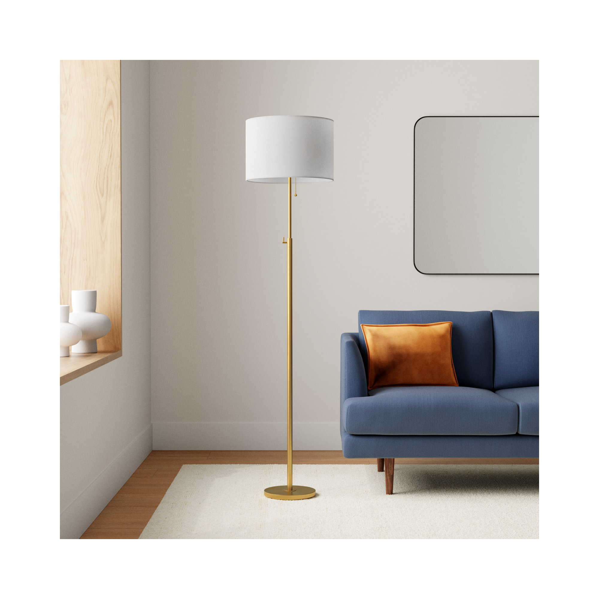 Kelliann 64.5" Adjustable Floor Lamp, Antiqued Brass