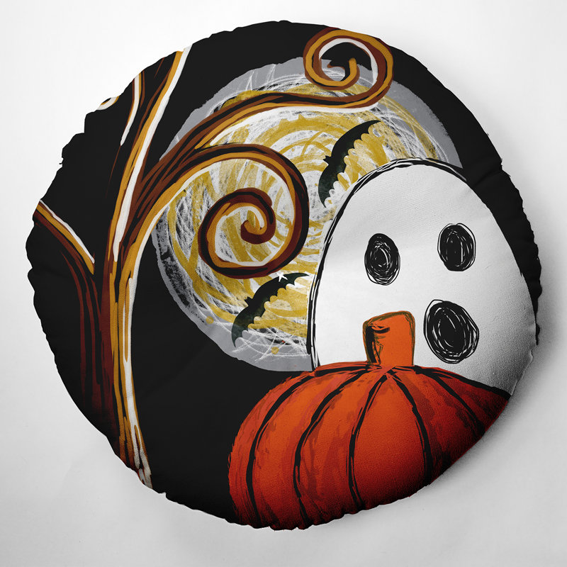 326_Ooky Spooky, coussin d'Halloween touffeté au design d'Halloween, 30 po x 30 po, Noir