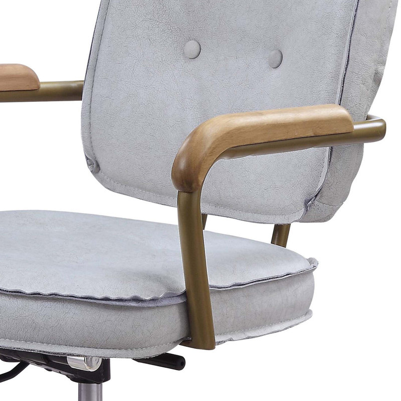 Chaise de bureau Siecross, Blanc antique, Brun