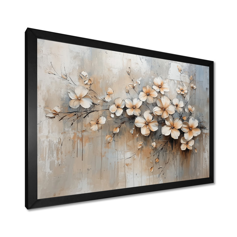 «Gold White Garden Blossom Violets I - Violets», reproduction sur toile encadrée, Reproduction encadrée d'une seule photo