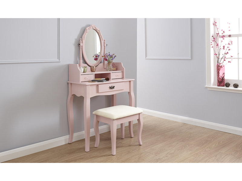 Arnold Dressing Table with Mirror, Dusty Pink