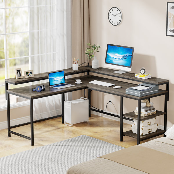 17 Stories 69 Inch L Shaped Desk with Storage Shelf & Reviews